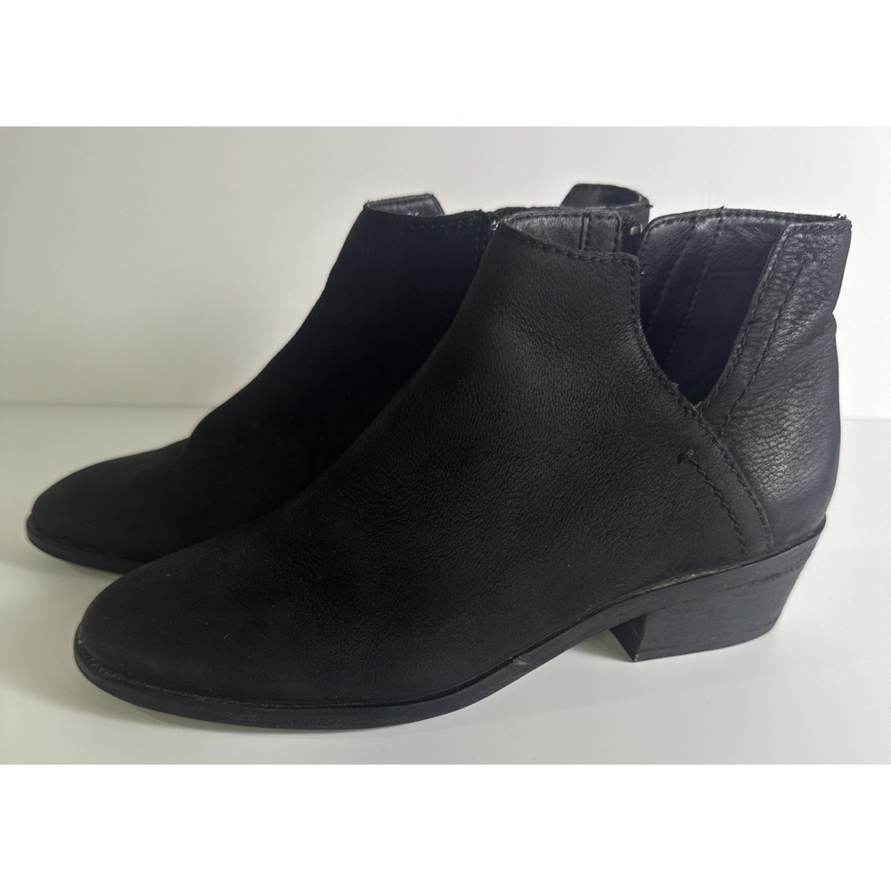 Frye & Co. Leather V Cutout Zip Booties Ankle Boots Caden Black 8.5M